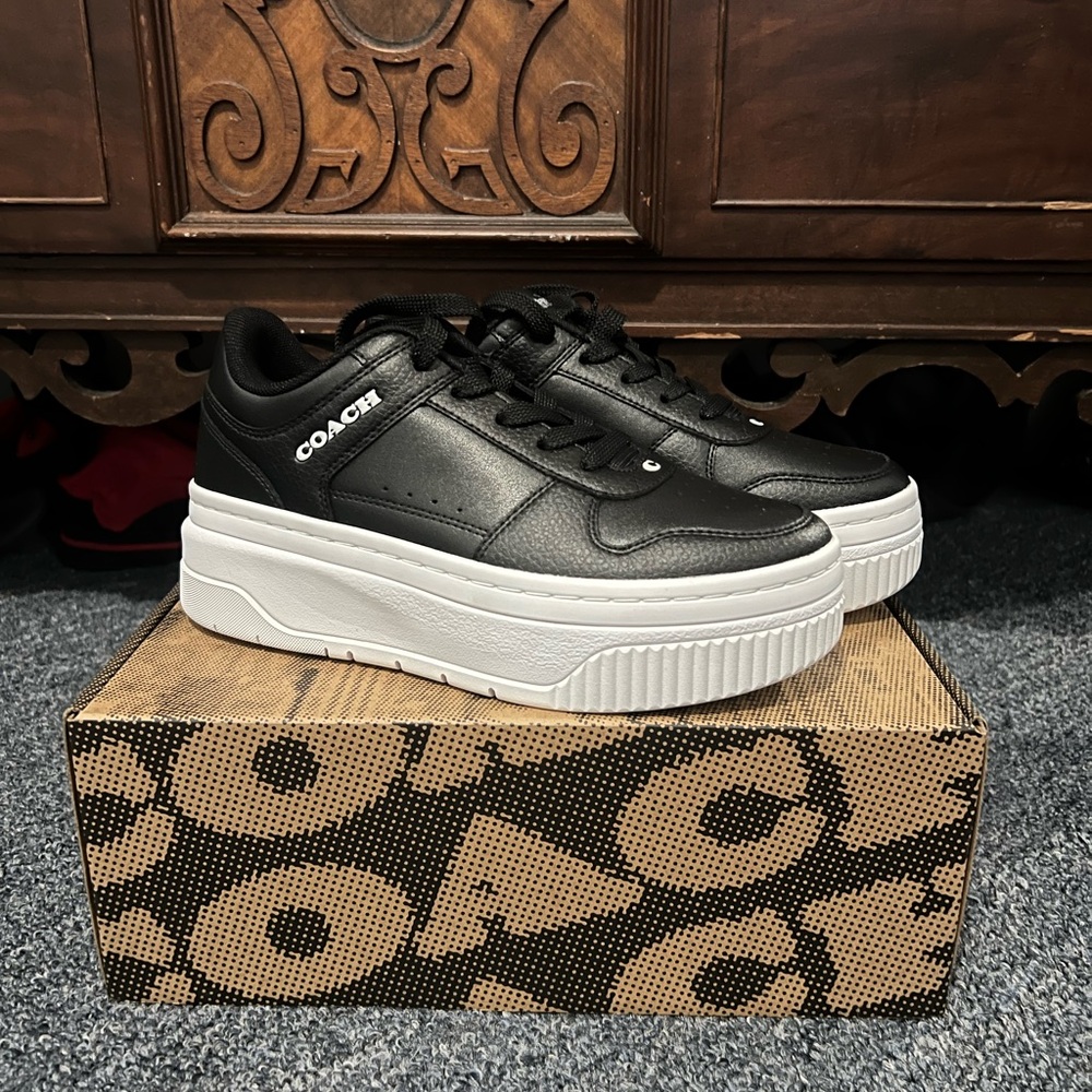 Coach Black and White Leather Sneakers